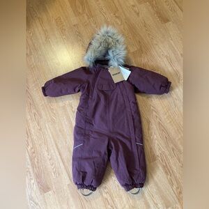 Wheat Purple/Plum Snowsuit with Fur Hood NWT Size 9 months